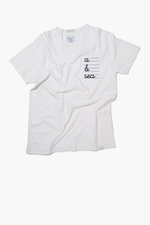 Camiseta blanca algodón organico hombre mujer estampado frontal 